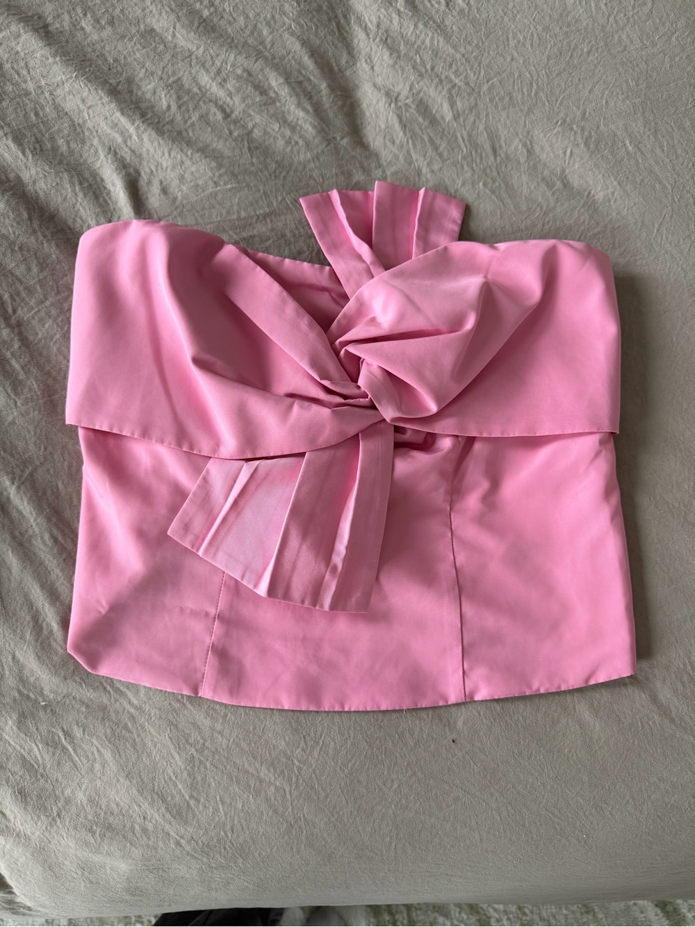 Express Pink Strapless Bow-Front Crop Top